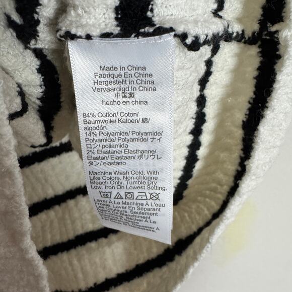 Madewell Bouclé-Knit Sweater Tank WMNS XS Cream Black Striped Crew Neck Pullover - Picture 7 of 8